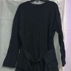 Buckle front cargo shirt dress